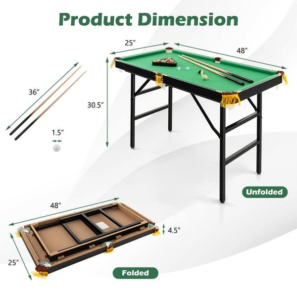 Costway 47" Folding Billiard Table Pool Game Table Indoor Kids w/ Cues